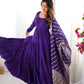 Lorenvalley Women Pure Roman silk Chanderi Fabric Layer Gathering Anarkali Kurta Pant With Dupatta Set | Swadesiicart