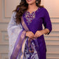 Lorenvalley Fashion Purple Roman Silk Hand Work Kurta Pant with Dupatta - Swadesiicart