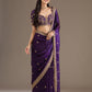 Lorenvalley Fashion Purple Fendi Satin with Embroidery Double Sequence Work Saree with Blouse - Swadesiicart