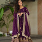 Lorenvalley Fashion Purple Faux Georgette with Zari & Sequins Embroidered Work Anarkali Gown with Dupatta - Swadesiicart