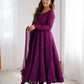 Lorenvalley Purple Faux Georgette Lukhnowi Sequence Work Anarkali Kurta Pant With Dupatta Set - Swadesiicart