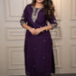 Lorenvalley Fashion Purple Roman Silk Embroidery Multi Work Kurta Pant with Dupatta - Swadesiicart