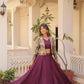 Lorenvalley Purple Premium Chinnon Lehenga Choli with Jacquard Woven Design Koti | Swadesiicart