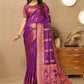 Lorenvalley Fashion Purple Soft Katan Silk Woven Design Copper Zari Weaving Saree - Swadesiicart