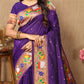 Lorenvalley Fashion Purple Soft Paithani Silk Woven Design Rich Zari Meenakari Weaving Saree - Swadesiicart