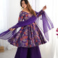 Lorenvalley Women Pure Soft Roman silk Chanderi Discharge Print Fabric Kediya Kurta Palazzo with Dupatta Set | Swadesiicart
