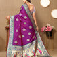Lorenvalley Fashion Purple Soft Paithani Silk Woven Design Rich Meenakari Zari Weaving Pallu Saree - Swadesiicart