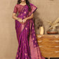Lorenvalley Fashion Purple Soft Katan Silk Woven Design Copper Zari Weaving Saree - Swadesiicart