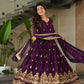 Lorenvalley Fashion Purple Faux Georgette with Zari & Sequins Embroidered Work Anarkali Gown with Dupatta - Swadesiicart