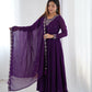 Lorenvalley Purple Faux Georgette Fancy Embroidery Beads And Jari Work Anarkali Kurta Palazzo With Dupatta Set | Swadesiicart
