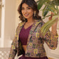Lorenvalley Purple Premium Chinnon Lehenga Choli with Jacquard Woven Design Koti | Swadesiicart