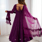 Lorenvalley Purple Faux Georgette Lukhnowi Sequence Work Anarkali Kurta Pant With Dupatta Set - Swadesiicart