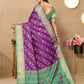 Lorenvalley Fashion Purple Patola Silk Woven Design with Zari Meenakari Weaving motifs Pallu Saree - Swadesiicart