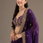 Lorenvalley Fashion Purple Fendi Satin with Embroidery Double Sequence Work Saree with Blouse - Swadesiicart