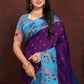 Lorenvalley Fashion Purple Soft Paithani Silk Woven Design Rich Zari Meenakari Weaving Saree - Swadesiicart