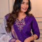 Lorenvalley Fashion Purple Roman Silk Hand Work Kurta Pant with Dupatta - Swadesiicart