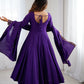 Lorenvalley Fashion Purple Roman Chanderi Silk Handwork Beads Work Anarkali Pant with Dupatta - Swadesiicart