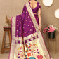 Lorenvalley Fashion Purple Soft Paithani Silk Woven Design Rich Zari Meenakari Weaving Saree - Swadesiicart