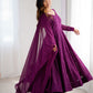 Lorenvalley Purple Faux Georgette Lukhnowi Sequence Work Anarkali Kurta Pant With Dupatta Set - Swadesiicart