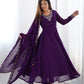 Lorenvalley Purple Faux Georgette Fancy Embroidery Beads And Jari Work Anarkali Kurta Palazzo With Dupatta Set | Swadesiicart