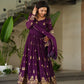 Lorenvalley Fashion Purple Faux Georgette with Zari & Sequins Embroidered Work Anarkali Gown with Dupatta - Swadesiicart