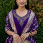 Lorenvalley Fashion Purple Roman Silk Hand Work Kurta Pant with Dupatta - Swadesiicart