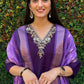 Lorenvalley Fashion Purple Roman Silk Hand Work Kurta Pant with Dupatta - Swadesiicart