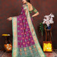 Lorenvalley Fashion Purple Patola Silk Woven Design with Zari Meenakari Weaving motifs Pallu Saree - Swadesiicart
