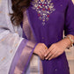 Lorenvalley Fashion Purple Roman Silk Hand Work Kurta Pant with Dupatta - Swadesiicart