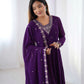 Lorenvalley Purple Faux Georgette Fancy Embroidery Beads And Jari Work Anarkali Kurta Palazzo With Dupatta Set | Swadesiicart