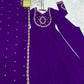 Lorenvalley Fashion Purple Roman Chanderi Silk Handwork Beads Work Anarkali Pant with Dupatta - Swadesiicart