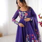 Lorenvalley Purple Soft Organza Silk With Floral Print Fully Flared Anarkali Pant With Dupatta Set | Swadesiicart