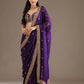 Lorenvalley Fashion Purple Fendi Satin with Embroidery Double Sequence Work Saree with Blouse - Swadesiicart