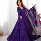 Lorenvalley Women Pure Roman silk Chanderi Fabric Layer Gathering Anarkali Kurta Pant With Dupatta Set | Swadesiicart