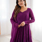 Lorenvalley Purple Faux Georgette Lukhnowi Sequence Work Anarkali Kurta Pant With Dupatta Set - Swadesiicart