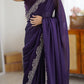 Lorenvalley Fashion Purple Rangoli Silk with Coding Lace Work Saree with Blouse - Swadesiicart