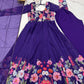 Lorenvalley Purple Soft Organza Silk With Floral Print Fully Flared Anarkali Pant With Dupatta Set | Swadesiicart