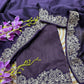 Lorenvalley Fashion Purple Rangoli Silk with Coding Lace Work Saree with Blouse - Swadesiicart