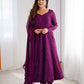 Lorenvalley Purple Faux Georgette Lukhnowi Sequence Work Anarkali Kurta Pant With Dupatta Set - Swadesiicart