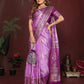 Anaita Purple Zari Butta Work Satin Silk Saree With Blouse