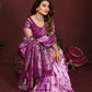 Anaita Purple Zari Weaving Work Satin Silk Saree With Blouse