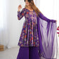Lorenvalley Women Pure Soft Roman silk Chanderi Discharge Print Fabric Kediya Kurta Palazzo with Dupatta Set | Swadesiicart