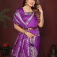 Anaita Purple Zari Weaving Work Satin Silk Saree With Blouse