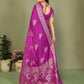 Anaita Purple Zari Butta Work Satin Silk Saree With Blouse
