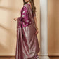 Anaita Purple Silk Blend Woven Saree With Blouse