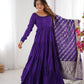 Lorenvalley Women Pure Roman silk Chanderi Fabric Layer Gathering Anarkali Kurta Pant With Dupatta Set | Swadesiicart