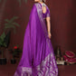 Anaita Purple Zari Weaving Work Satin Silk Saree With Blouse