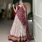 Lorenvalley White And Purple Pure Cotton Leheriya With Patola Print Lehenga Choli With Dupatta | Swadesiicart