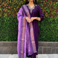 Lorenvalley Fashion Purple Roman Silk Hand Work Kurta Pant with Dupatta - Swadesiicart