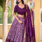 Lorenvalley Purple Tussar Silk Ikkat Print With Foil Work Lehenga Choli with Dupatta | Swadesiicart